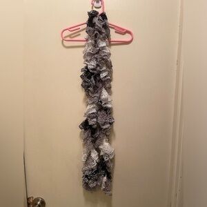 New Handmade Scarf 50” in Length Black/Grey/White/Silver